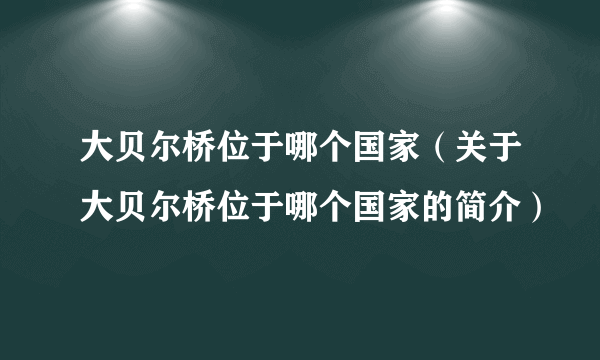 大贝尔桥位于哪个国家（关于大贝尔桥位于哪个国家的简介）