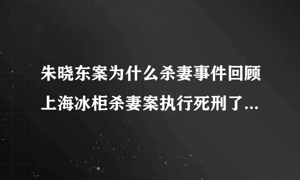 朱晓东案为什么杀妻事件回顾上海冰柜杀妻案执行死刑了吗_飞外