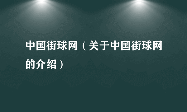 中国街球网（关于中国街球网的介绍）