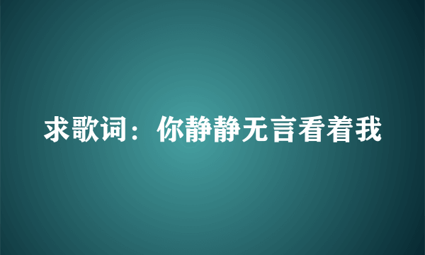 求歌词：你静静无言看着我