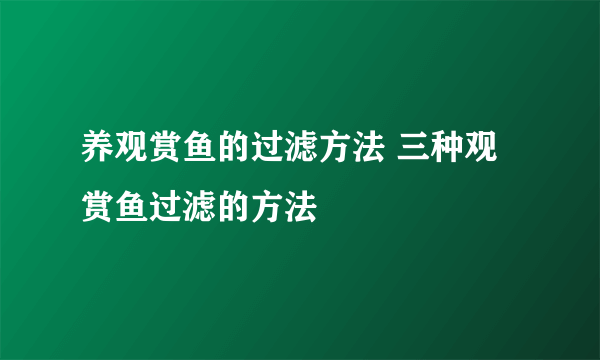 养观赏鱼的过滤方法 三种观赏鱼过滤的方法