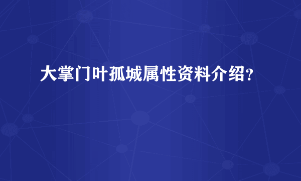 大掌门叶孤城属性资料介绍？