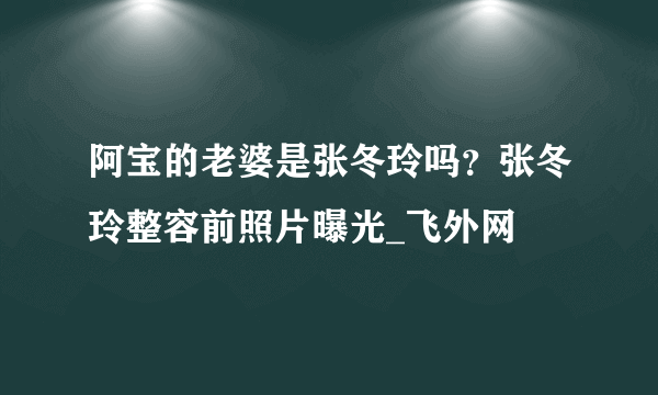 阿宝的老婆是张冬玲吗？张冬玲整容前照片曝光_飞外网