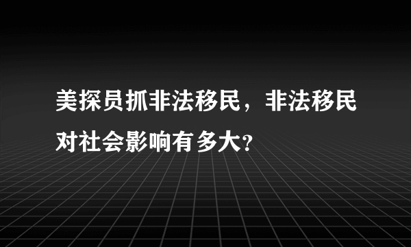 美探员抓非法移民，非法移民对社会影响有多大？