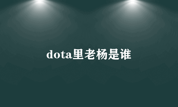 dota里老杨是谁