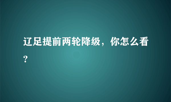 辽足提前两轮降级，你怎么看？