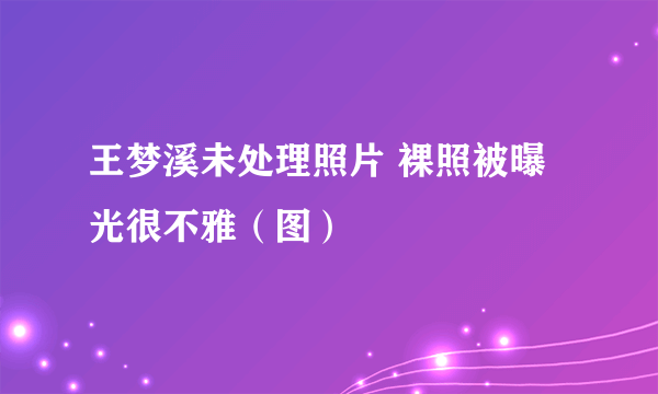 王梦溪未处理照片 裸照被曝光很不雅（图）