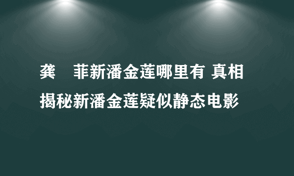 龚玥菲新潘金莲哪里有 真相揭秘新潘金莲疑似静态电影