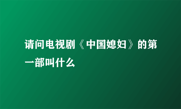 请问电视剧《中国媳妇》的第一部叫什么