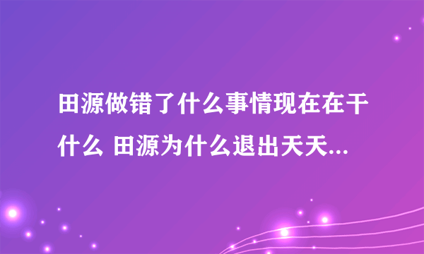 田源做错了什么事情现在在干什么 田源为什么退出天天向上原因