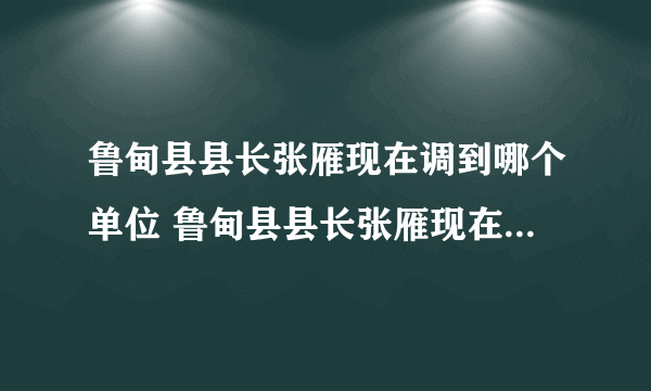 鲁甸县县长张雁现在调到哪个单位 鲁甸县县长张雁现在调到哪个？