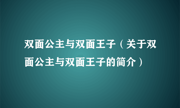 双面公主与双面王子（关于双面公主与双面王子的简介）