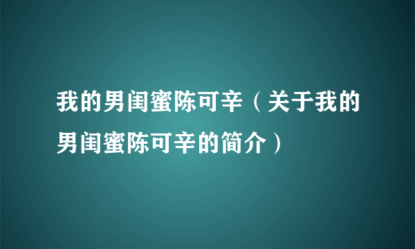 我的男闺蜜陈可辛（关于我的男闺蜜陈可辛的简介）