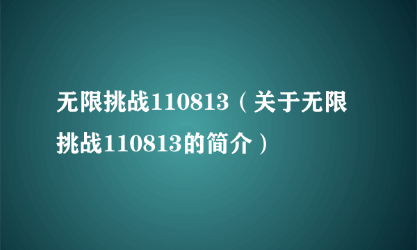 无限挑战110813（关于无限挑战110813的简介）