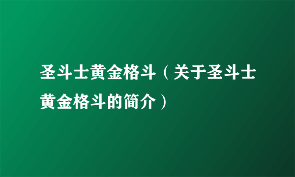 圣斗士黄金格斗（关于圣斗士黄金格斗的简介）