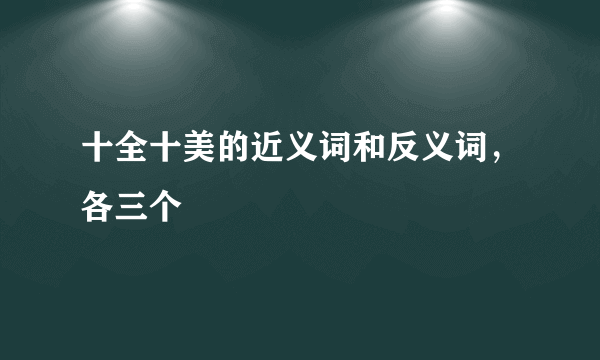 十全十美的近义词和反义词，各三个