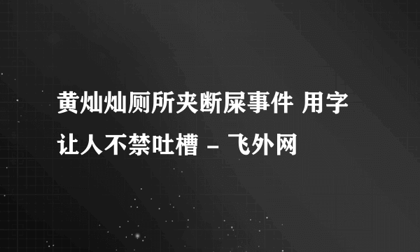 黄灿灿厕所夹断屎事件 用字让人不禁吐槽 - 飞外网