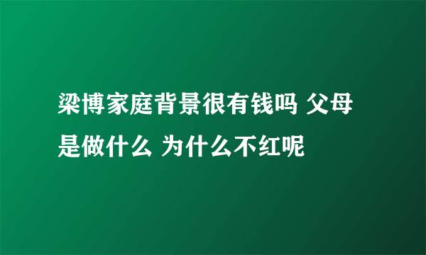 梁博家庭背景很有钱吗 父母是做什么 为什么不红呢