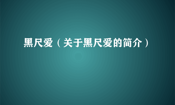 黑尺爱（关于黑尺爱的简介）