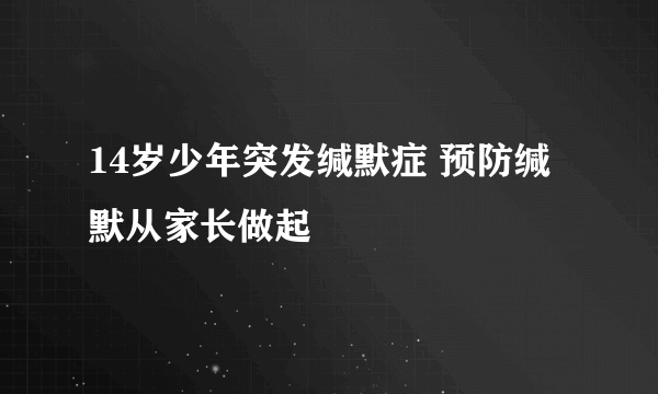 14岁少年突发缄默症 预防缄默从家长做起