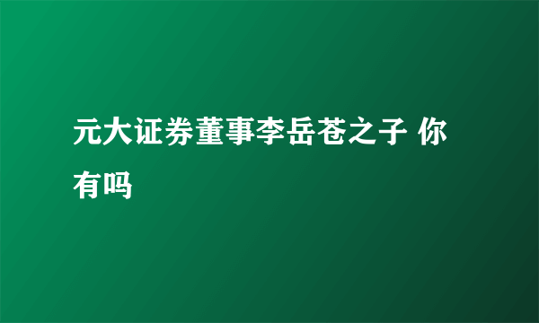 元大证券董事李岳苍之子 你有吗