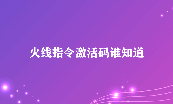 火线指令激活码谁知道