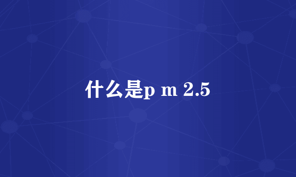 什么是p m 2.5