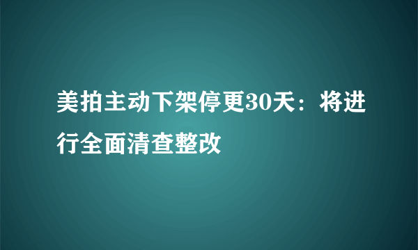 美拍主动下架停更30天：将进行全面清查整改