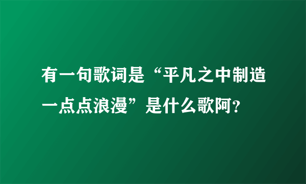 有一句歌词是“平凡之中制造一点点浪漫”是什么歌阿？