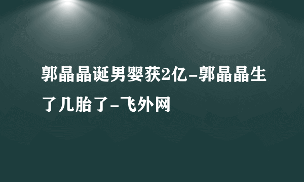 郭晶晶诞男婴获2亿-郭晶晶生了几胎了-飞外网