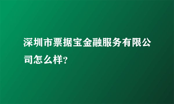 深圳市票据宝金融服务有限公司怎么样？