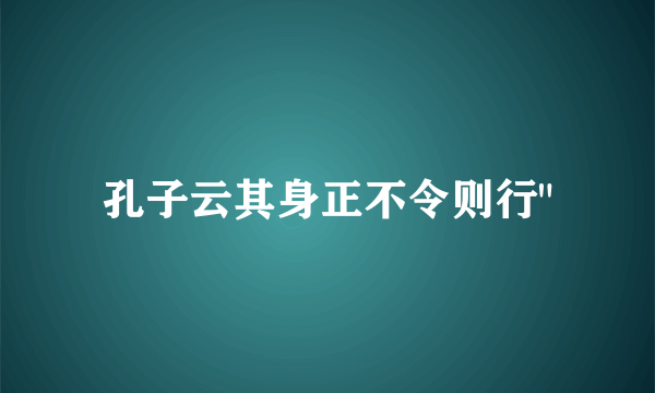 孔子云其身正不令则行