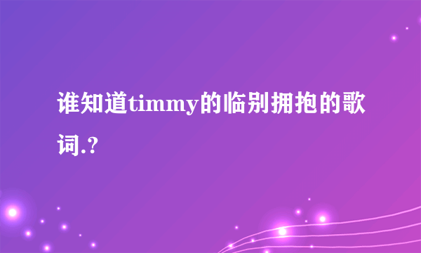 谁知道timmy的临别拥抱的歌词.?