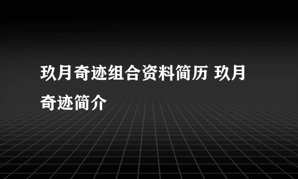 玖月奇迹组合资料简历 玖月奇迹简介