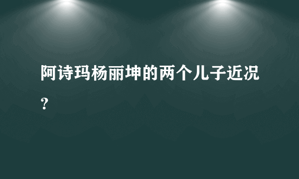 阿诗玛杨丽坤的两个儿子近况？