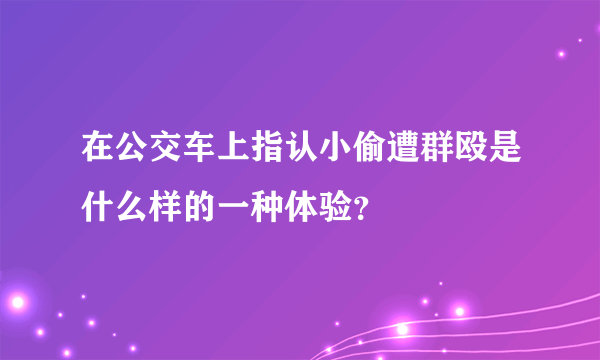 在公交车上指认小偷遭群殴是什么样的一种体验？