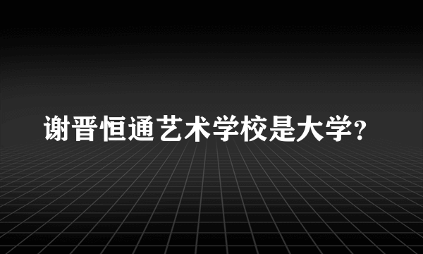 谢晋恒通艺术学校是大学？