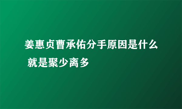 姜惠贞曹承佑分手原因是什么 就是聚少离多