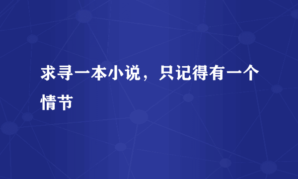 求寻一本小说，只记得有一个情节