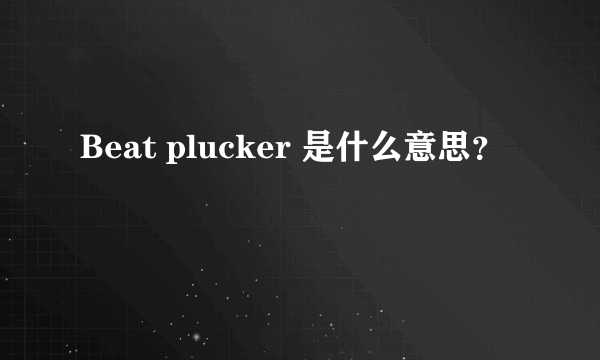 Beat plucker 是什么意思？