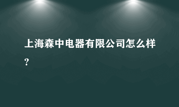 上海森中电器有限公司怎么样？