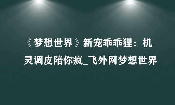 《梦想世界》新宠乖乖狸：机灵调皮陪你疯_飞外网梦想世界