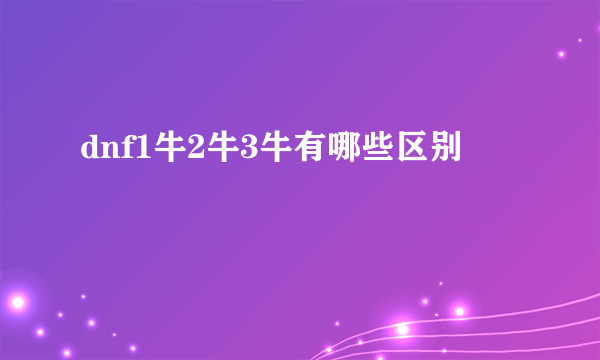 dnf1牛2牛3牛有哪些区别