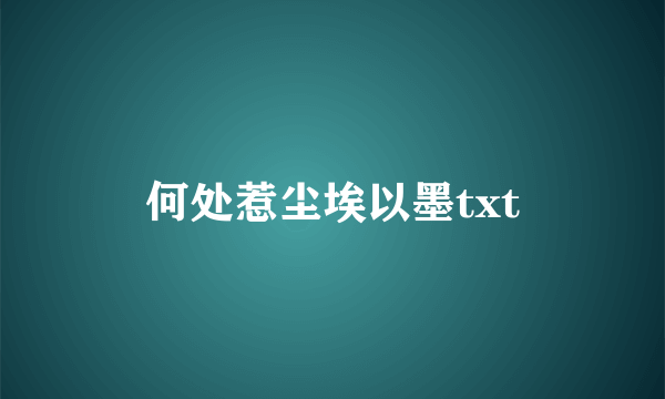 何处惹尘埃以墨txt