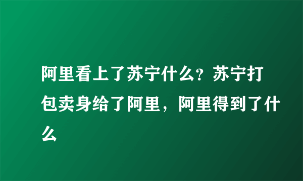 阿里看上了苏宁什么？苏宁打包卖身给了阿里，阿里得到了什么