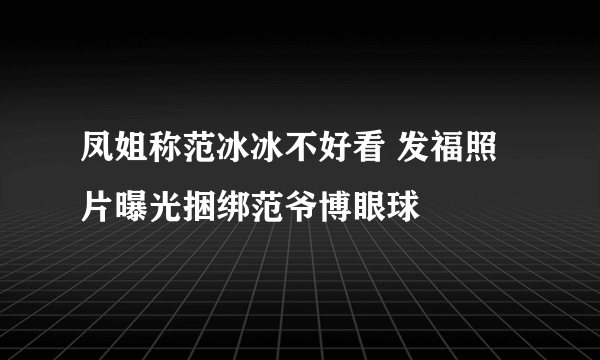 凤姐称范冰冰不好看 发福照片曝光捆绑范爷博眼球