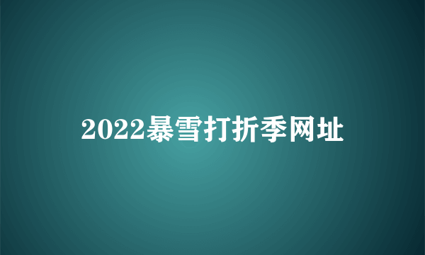 2022暴雪打折季网址