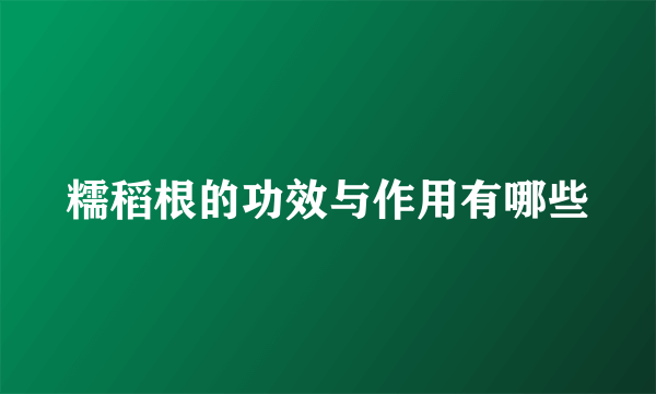 糯稻根的功效与作用有哪些