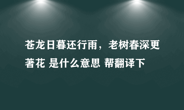 苍龙日暮还行雨，老树春深更著花 是什么意思 帮翻译下