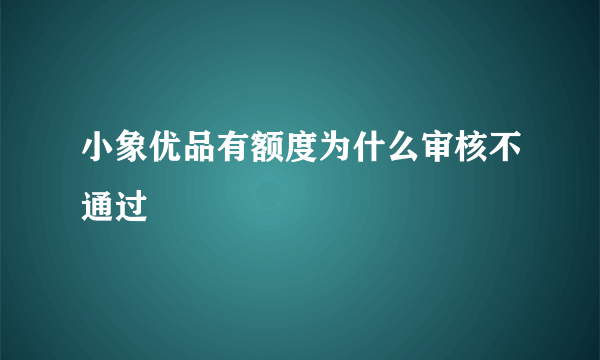 小象优品有额度为什么审核不通过